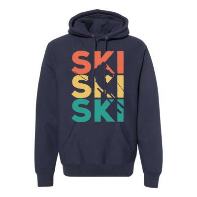 Retro Vintage Skiing Gift For Skiers Gift Premium Hoodie