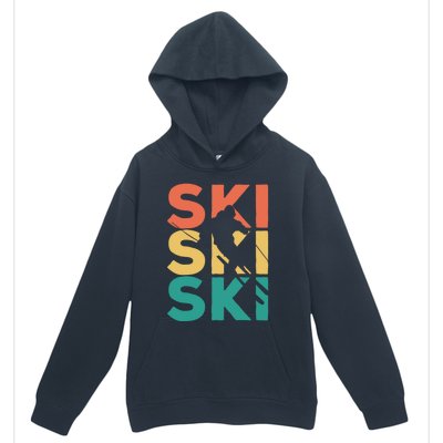 Retro Vintage Skiing Gift For Skiers Gift Urban Pullover Hoodie