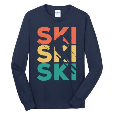 Retro Vintage Skiing Gift For Skiers Gift Tall Long Sleeve T-Shirt