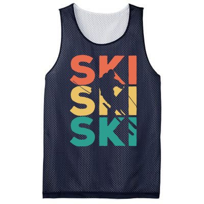 Retro Vintage Skiing Gift For Skiers Gift Mesh Reversible Basketball Jersey Tank