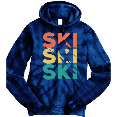 Retro Vintage Skiing Gift For Skiers Gift Tie Dye Hoodie