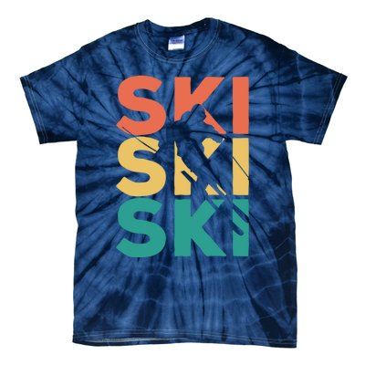 Retro Vintage Skiing Gift For Skiers Gift Tie-Dye T-Shirt