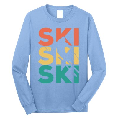 Retro Vintage Skiing Gift For Skiers Gift Long Sleeve Shirt