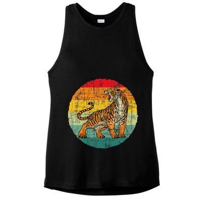 Retro Vintage Tiger Zoologist Zookeeper Zoo Safari Lover Ladies PosiCharge Tri-Blend Wicking Tank