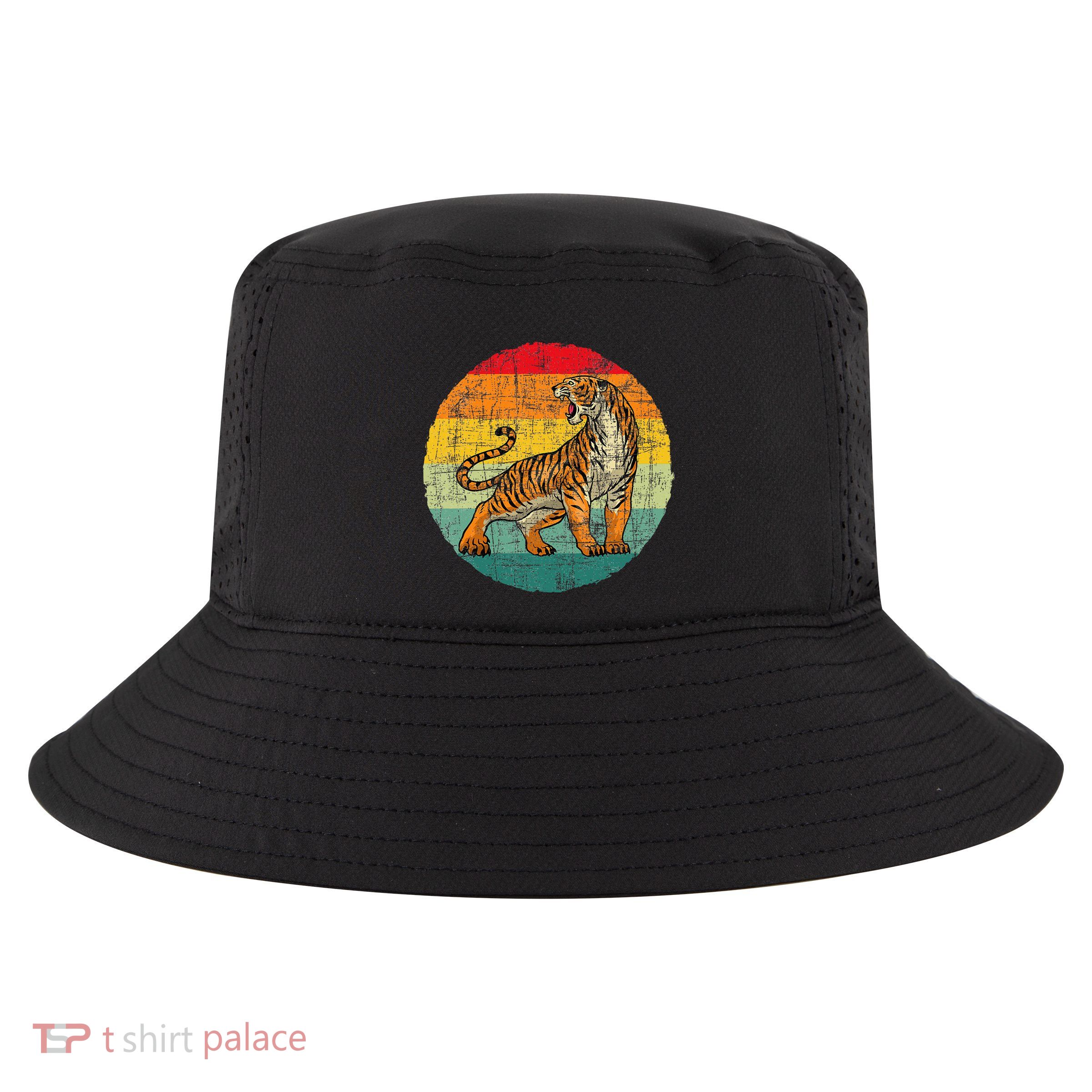 Retro Vintage Tiger Zoologist Zookeeper Zoo Safari Lover Cool Comfort Performance Bucket Hat