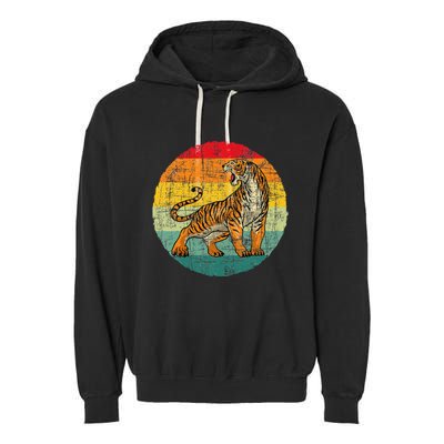 Retro Vintage Tiger Zoologist Zookeeper Zoo Safari Lover Garment-Dyed Fleece Hoodie