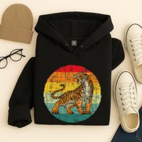 Retro Vintage Tiger Zoologist Zookeeper Zoo Safari Lover Hoodie