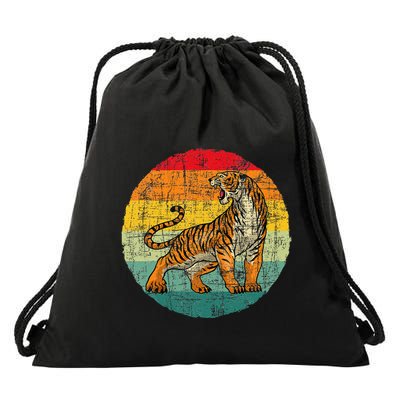 Retro Vintage Tiger Zoologist Zookeeper Zoo Safari Lover Drawstring Bag