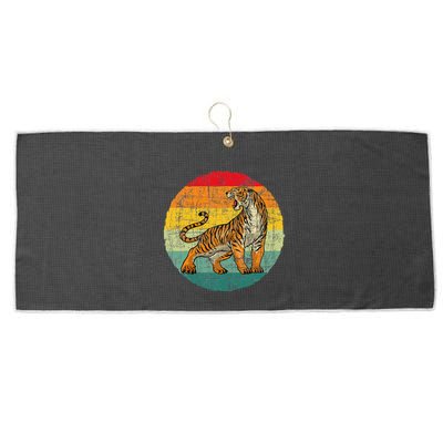 Retro Vintage Tiger Zoologist Zookeeper Zoo Safari Lover Large Microfiber Waffle Golf Towel