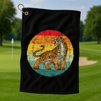 Retro Vintage Tiger Zoologist Zookeeper Zoo Safari Lover Golf Towel