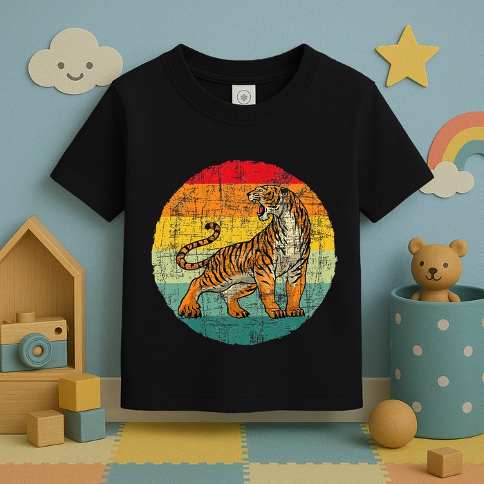 Retro Vintage Tiger Zoologist Zookeeper Zoo Safari Lover Toddler T-Shirt