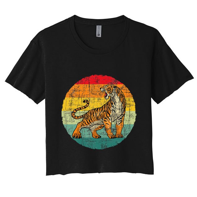 Retro Vintage Tiger Zoologist Zookeeper Zoo Safari Lover Crop Top