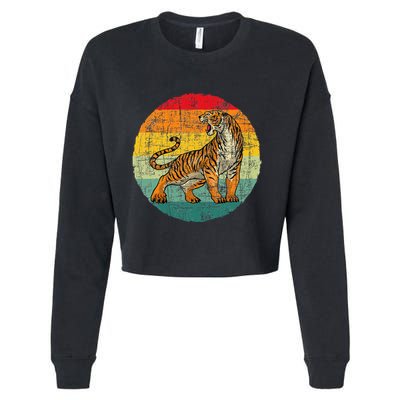 Retro Vintage Tiger Zoologist Zookeeper Zoo Safari Lover Cropped Pullover Crew