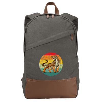 Retro Vintage Tiger Zoologist Zookeeper Zoo Safari Lover Cotton Canvas Backpack