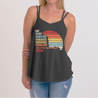 Retro Vintage Theater Geek Musical Life Eat Sleep Theatre Women's Strappy Tank