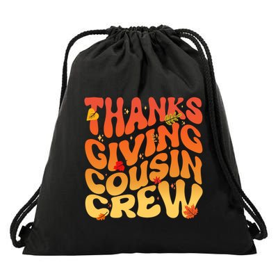 Retro Vintage Thanksgiving Cousin Crew Drawstring Bag