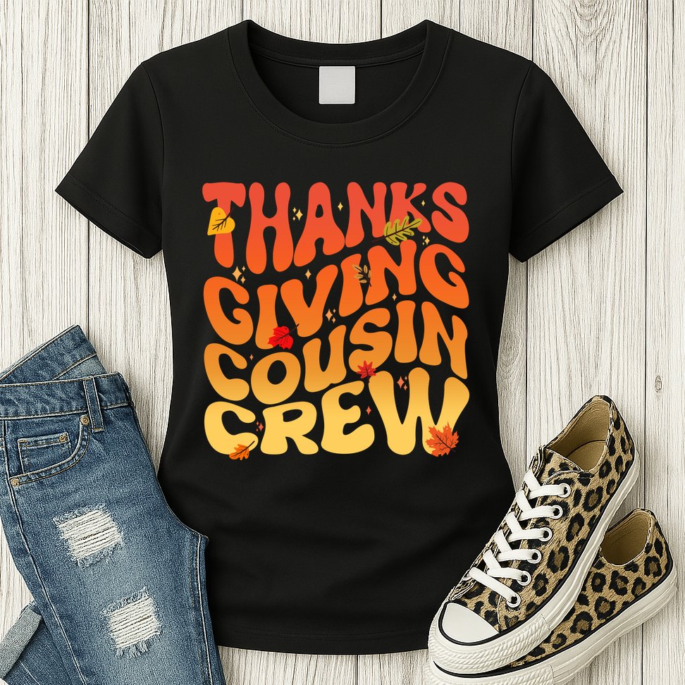 Retro Vintage Thanksgiving Cousin Crew Womens T-Shirt