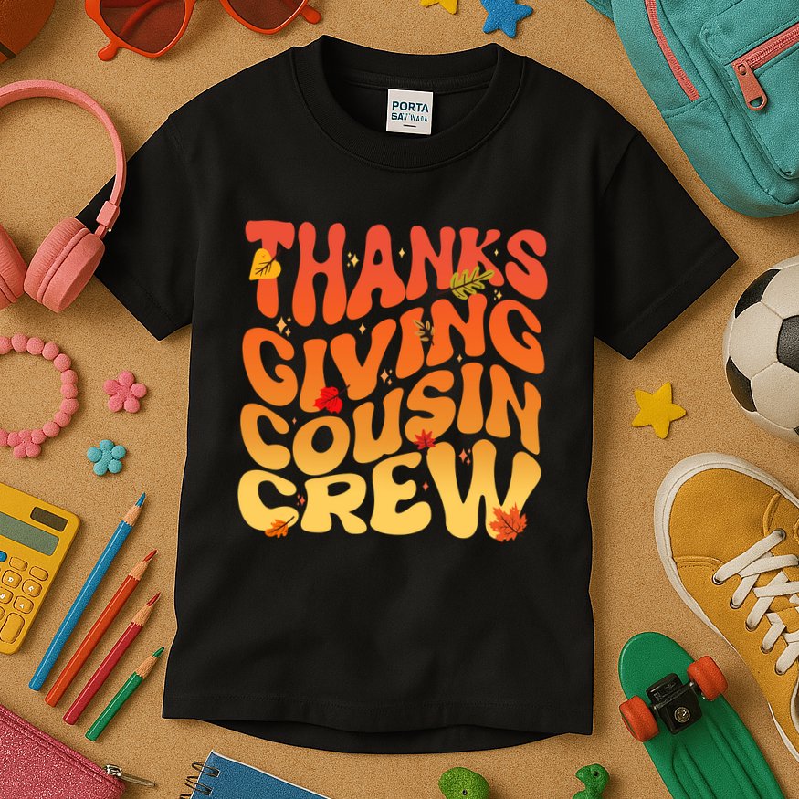 Retro Vintage Thanksgiving Cousin Crew Kids T-Shirt