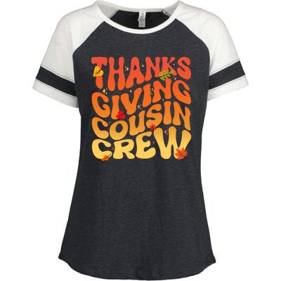 Retro Vintage Thanksgiving Cousin Crew Enza Ladies Jersey Colorblock Tee