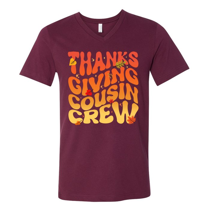 Retro Vintage Thanksgiving Cousin Crew V-Neck T-Shirt