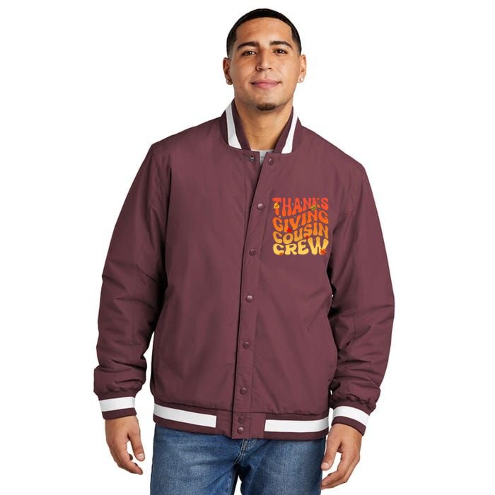 Retro Vintage Thanksgiving Cousin Crew Insulated Varsity Jacket