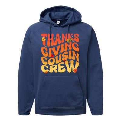 Retro Vintage Thanksgiving Cousin Crew Performance Fleece Hoodie