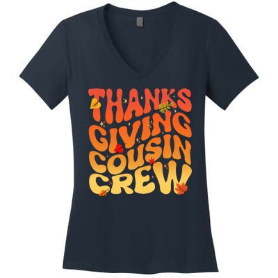 Retro Vintage Thanksgiving Cousin Crew Women's V-Neck T-Shirt