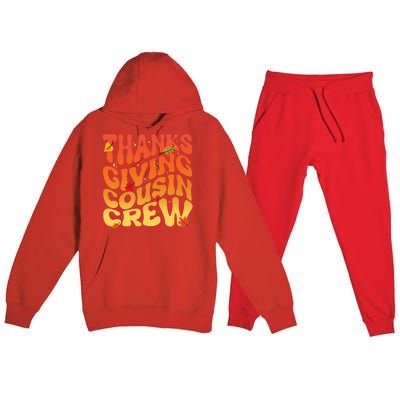 Retro Vintage Thanksgiving Cousin Crew Premium Hooded Sweatsuit Set