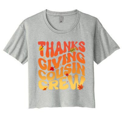 Retro Vintage Thanksgiving Cousin Crew Women's Crop Top Tee