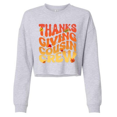 Retro Vintage Thanksgiving Cousin Crew Cropped Pullover Crew