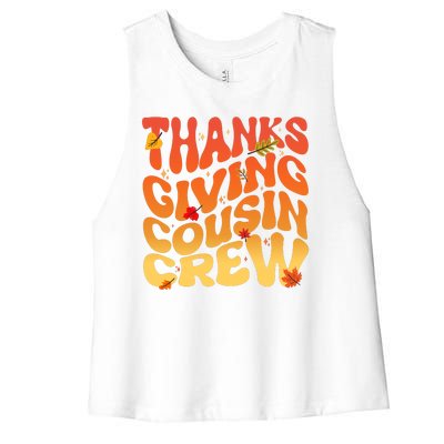 Retro Vintage Thanksgiving Cousin Crew Women's Racerback Cropped Tank