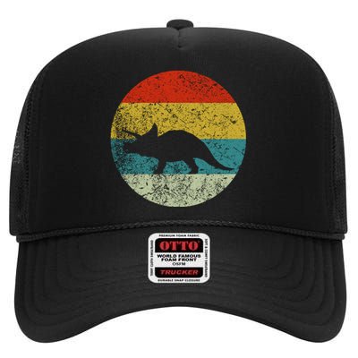 Retro Vintage Triceratops High Crown Mesh Back Trucker Hat