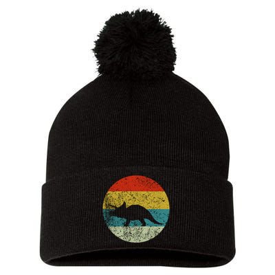 Retro Vintage Triceratops Pom Pom 12in Knit Beanie