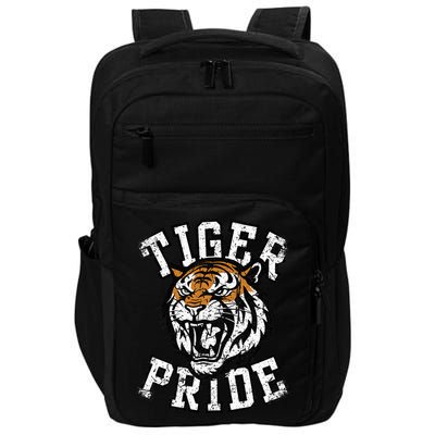 Retro Vintage Tiger Pride Tiger Mascot School Sports Team Impact Tech Backpack