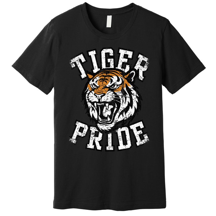 Retro Vintage Tiger Pride Tiger Mascot School Sports Team Premium T-Shirt