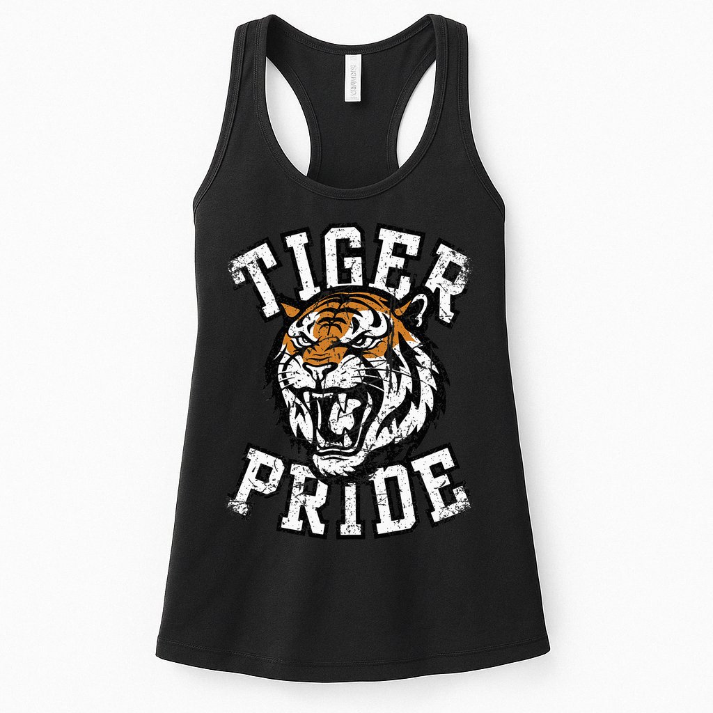 Retro Vintage Tiger Pride Tiger Mascot School Sports Team Womens Tank Top
