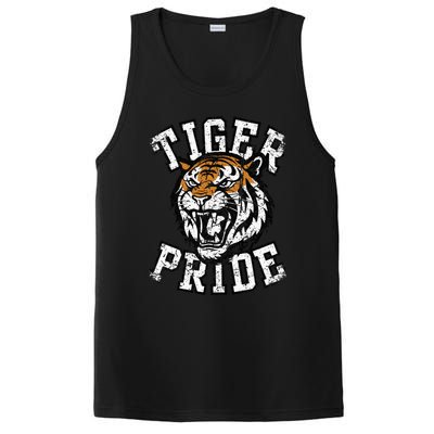 Retro Vintage Tiger Pride Tiger Mascot School Sports Team PosiCharge Competitor Tank