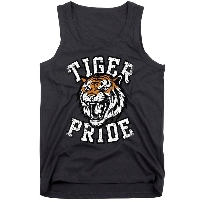 Retro Vintage Tiger Pride Tiger Mascot School Sports Team Tank Top