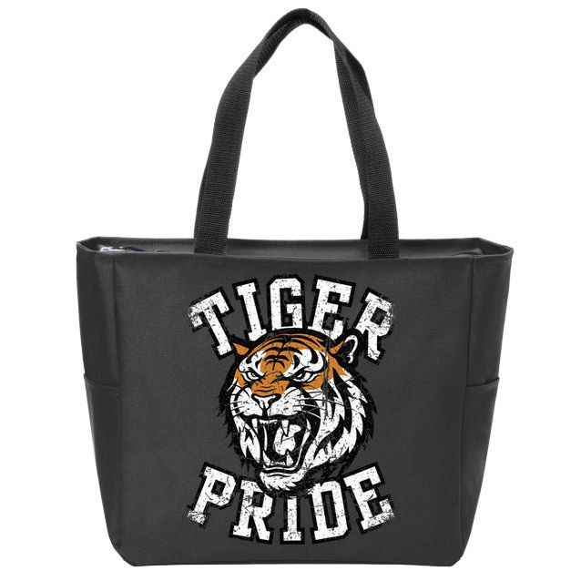 Retro Vintage Tiger Pride Tiger Mascot School Sports Team Zip Tote Bag