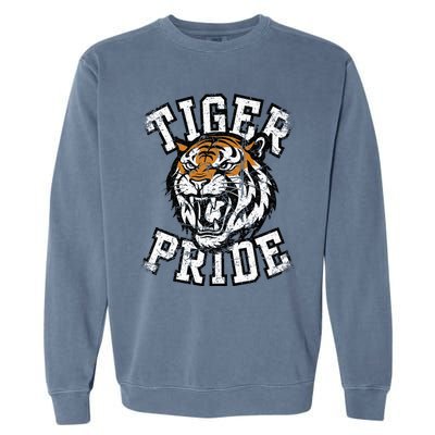 Retro Vintage Tiger Pride Tiger Mascot School Sports Team Garment-Dyed Sweatshirt