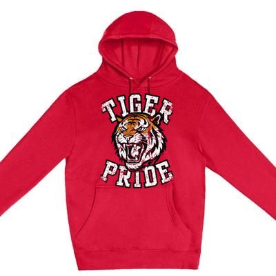 Retro Vintage Tiger Pride Tiger Mascot School Sports Team Premium Pullover Hoodie