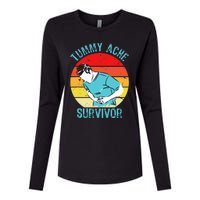 Retro Vintage Tummy Ache Survivor My Stomach Hurt Funny Gift Womens Cotton Relaxed Long Sleeve T-Shirt