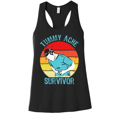 Retro Vintage Tummy Ache Survivor My Stomach Hurt Funny Gift Women's Racerback Tank