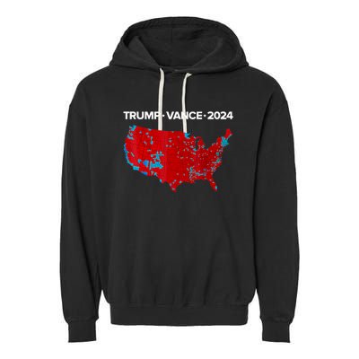 Retro Vintage Trump Vance 2024 Electoral Map Garment-Dyed Fleece Hoodie