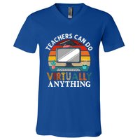 Retro Vintage Teachers Can Do Virtually Anything Cool Gift V-Neck T-Shirt