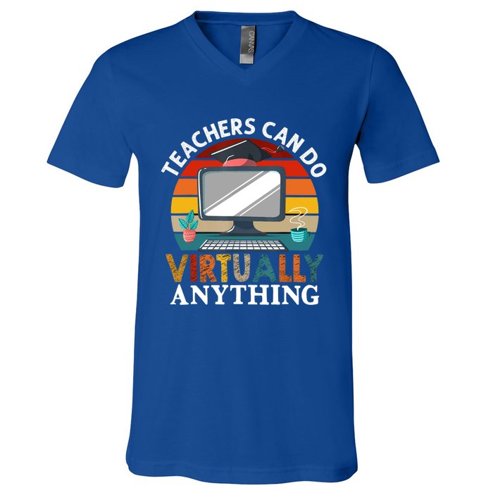 Retro Vintage Teachers Can Do Virtually Anything Cool Gift V-Neck T-Shirt