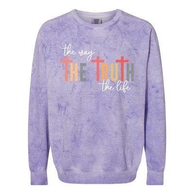 Retro Vintage The Way The Truth The Life Bible Verse Christ Colorblast Crewneck Sweatshirt