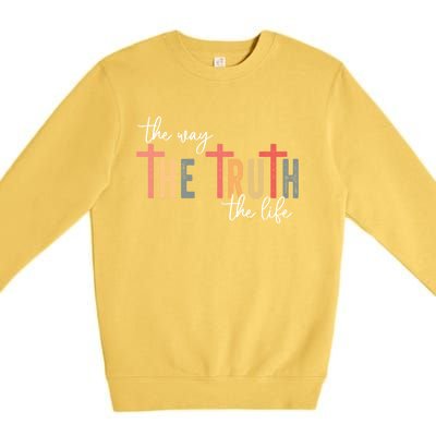 Retro Vintage The Way The Truth The Life Bible Verse Christ Premium Crewneck Sweatshirt