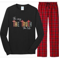 Retro Vintage The Way The Truth The Life Bible Verse Christ Long Sleeve Pajama Set