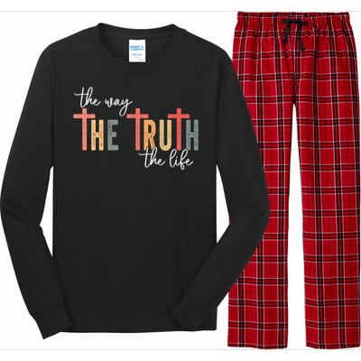 Retro Vintage The Way The Truth The Life Bible Verse Christ Long Sleeve Pajama Set